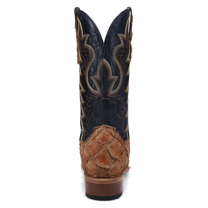 Pre-owned Dan Post Men's Riggs Pirarucu Boot Dp5021 In Tan/dark Blue