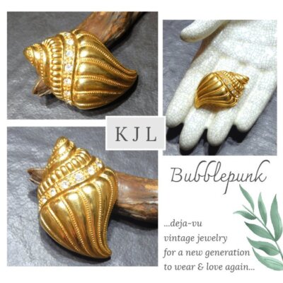 Vintage KHL KENNETH JAY LANE Rhinestone Sea Shell Pendant Enhancer