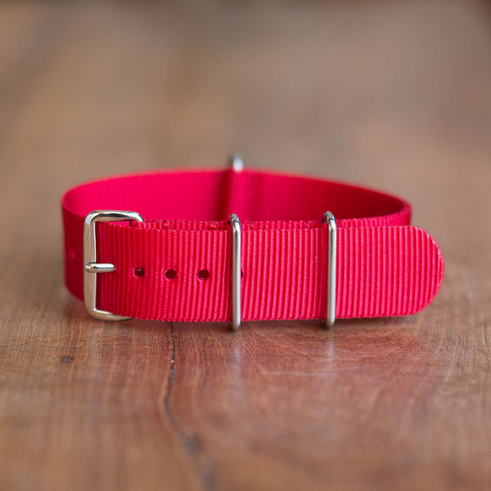 Cinturino In Nylon Universale Ricambio Per Orologio Larghezza 16mm Rosso lac