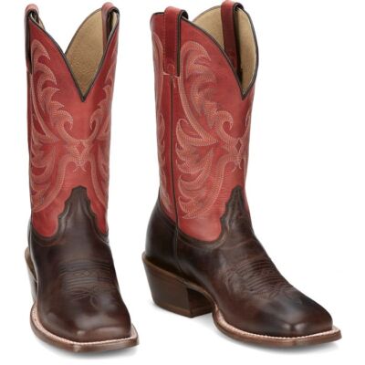 Pre-owned Tony Lama Women's Sa2100 Rowena 11" Brown Sq Toe Pull-on Cowgirl Mid-calf Boots In Espresso (brown)
