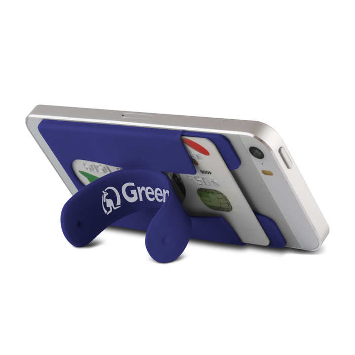 STAND SUPPORTO DA TAVOLO SILICONE UNIVERSALE SMARTPHONE PORTA CARTE BLU