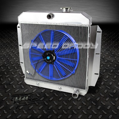 3-РЯДНЫЙ АЛЮМИНИЕВЫЙ РАДИАТОР + 16 СИНИХ ВЕНТИЛЯТОРОВ ДЛЯ ПИКАПА CHEVY/GMC 100/150 55-59