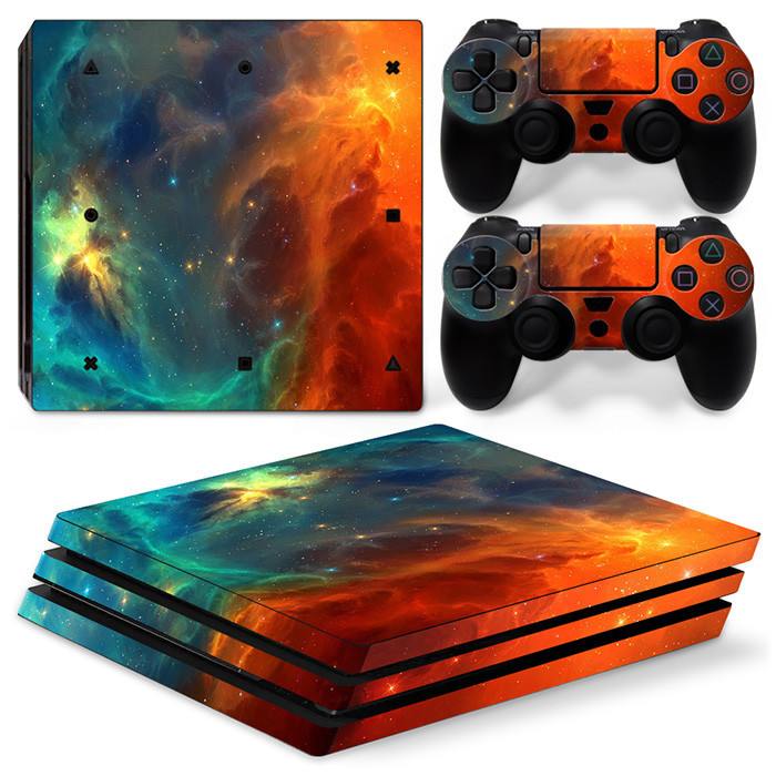 For PS4 PRO Console & 2 Controllers Cosmic Space Vinyl Skin Decal
