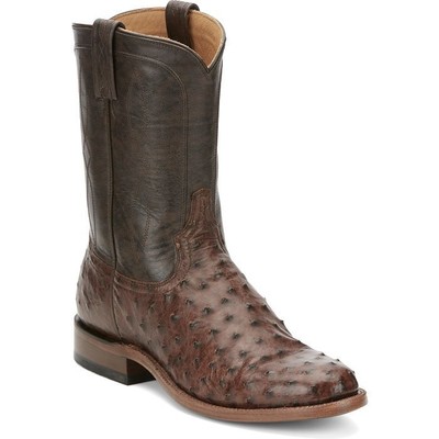 Pre-owned Tony Lama Men's Ep3575 Monterey 10" Brown Full Quill Ostrich Western Boots In Chocolate (brown)