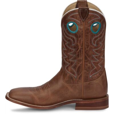Pre-owned Justin Boots Justin Men's Cj2531 Pearce 11" Tan Square Toe Block Heel Western Mid-calf Boots