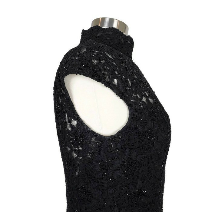 Carmen Marc Valvo Embellished Texture Black Evening Gown Dress Size 8 w/ Jacket