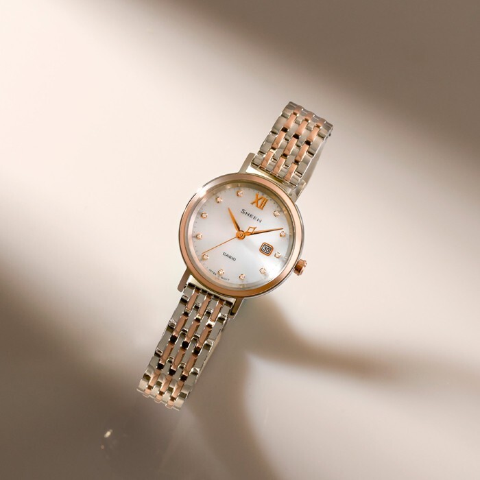 Pre-owned Casio Sheen Shs-d300spg-7aprs Solar Watch Ladies Watch【shipping From China