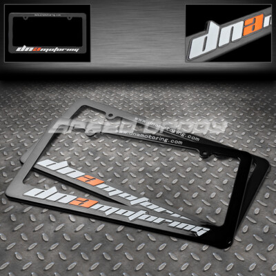 2X DNA MOTORING US/CANADA ПЕРЕДНЯЯ + ЗАДНЯЯ РАМКА НОМЕРНОГО ЗНАКА С ГРАВИРОВКОЙ / СТОЙКА JDM BLACK