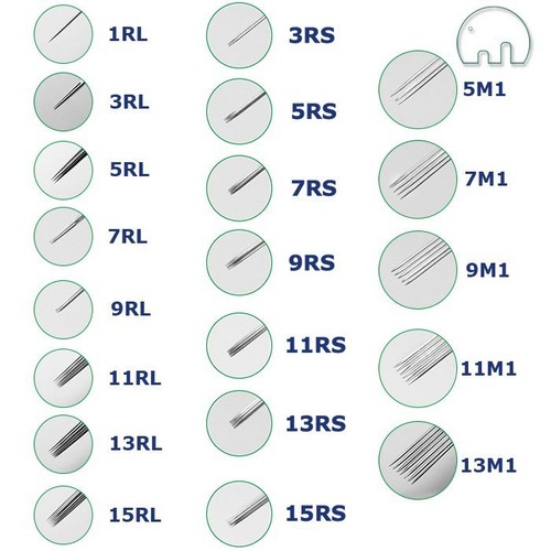 tattoo needles sizes shader round liner supplies steel 200pcs sterile varied kit