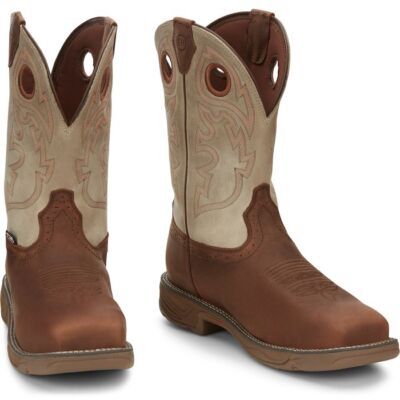 Pre-owned Justin Boots Justin Men's Wk4338 Rush Ii 11" Rust/tan Composte Toe Waterproof Work Boots