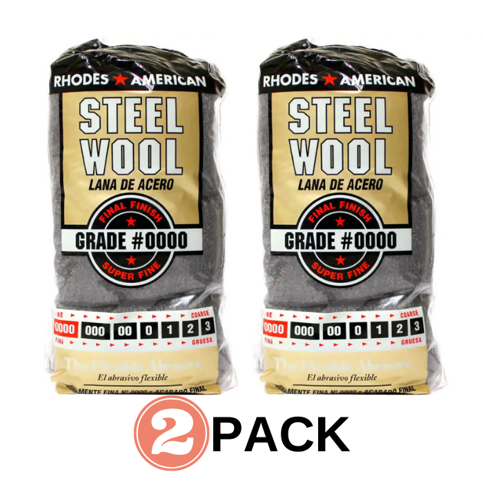 (2 PACK) Flexible Steel Wool Super Fine Grade #0000 American Rhodes multi-use