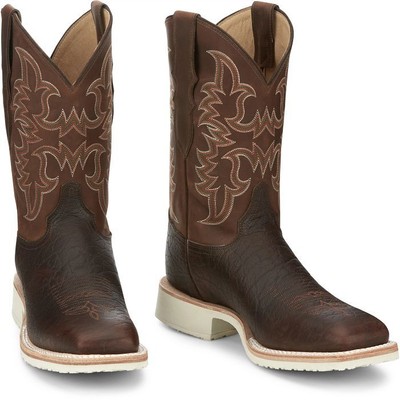 Pre-owned Justin Boots Justin Men's Aq7070 Ryker 11" Rootbeer Yeti (brown) Block Heel Western Boots