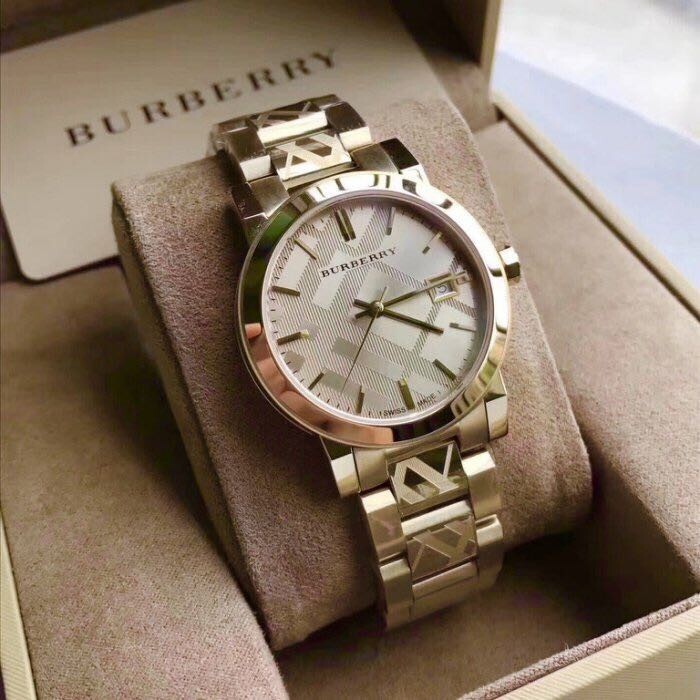 Pre-owned Burberry 100%  Bu9038 Gold Ion-plated Bracelet Quartz 38mm Case Unisex Watch