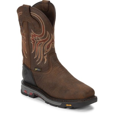 JUSTIN BOOTS JUSTIN MEN'S WK2112 PECAN/BROWN ELECTRICAL HAZARD STEEL TOE WATERPROOF BOOTS