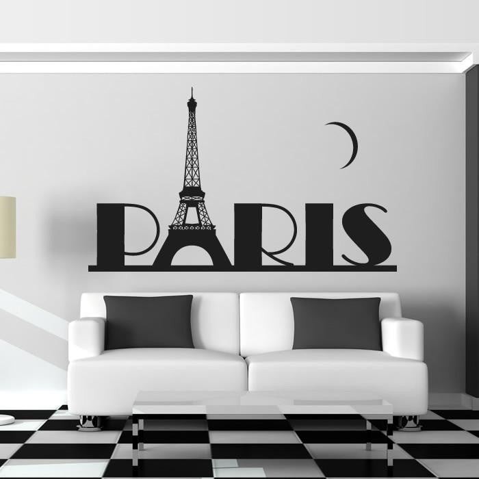 Paris with Eiffel Tower and Moon Wall Art Sticker