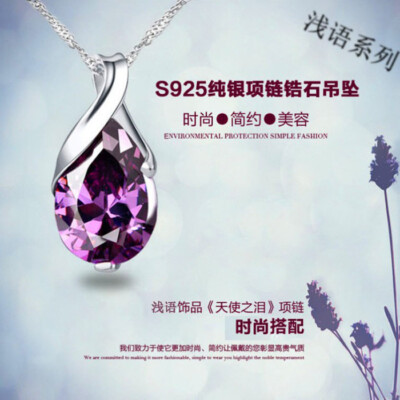 Newest Jewelry Gift Purple Amethyst Gemstone Silver Necklace Pendants With Chain