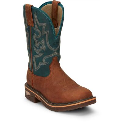 Pre-owned Justin Boots Justin Women's Cr4010 Brown Slip-resistant Block Heel Square Toe Work Boots