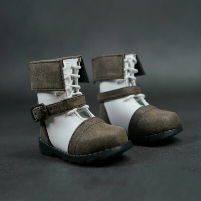 1/4 1/3 BJD Shoes Buckle Spliced Short Boots White&Brown EID LUTS DOD AOD