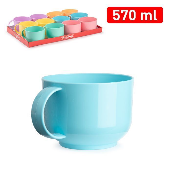 Set 12 Pezzi Tazza Latte Mug Sweet Tazzoni 570ml In Plastica Colorata dfh
