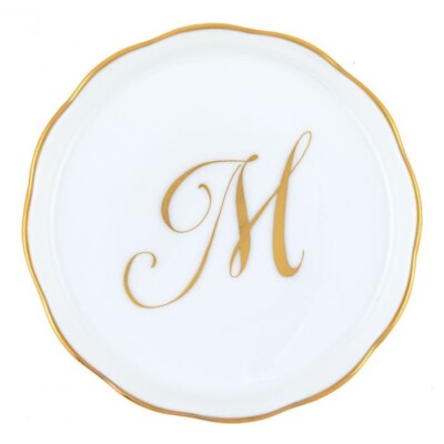 HEREND,  COASTER WITH MONOGRAM LETTER M ,  #600341-M  W/24KT GOLD, BRAND NEW