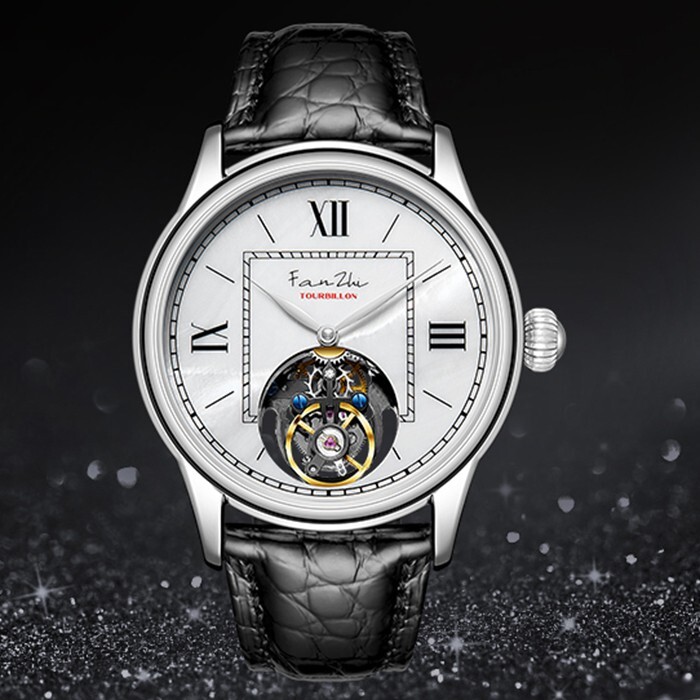 Pre-owned Safari Merkur Men Tourbillon Watch 43mm Luxury Mechanical Wristwatch Roman Indexs