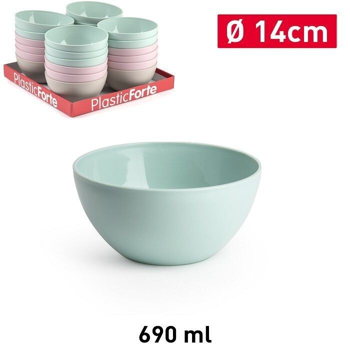 Set 24 Pezzi Ciotola 690ml 14cm In Plastica Colorata hmj