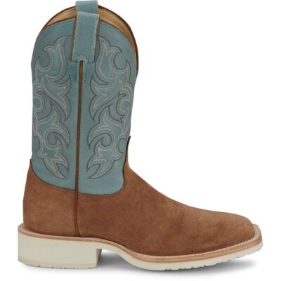 Pre-owned Justin Boots Justin Men's Br390 Alamo 11" Golden Tan (brown) Slip-resistant Roughout Boots