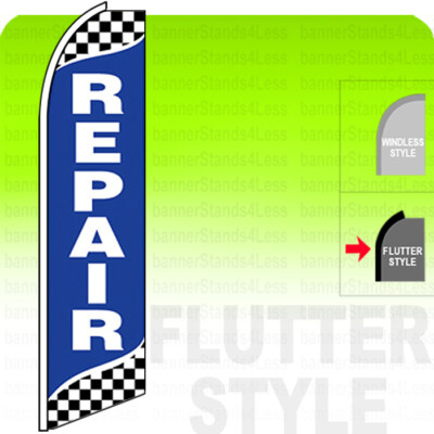 REPAIR  Swooper Flag Feather Banner Sign 11.5' Tall FLUTTER Style checkered bb