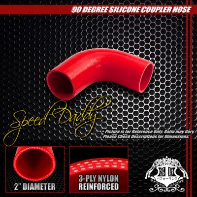 2 3-СЛОЙНЫХ 90-ГРАДУСНЫХ ПАТРУБКА ДЛЯ ТУРБОНАДДУВА / ИНТЕРКУЛЕРА / ВПУСКНОЙ ТРУБЫ, СИЛИКОНОВЫЙ СОЕДИНИТЕЛЬНЫЙ ШЛАНГ КРАСНОГО ЦВЕТА