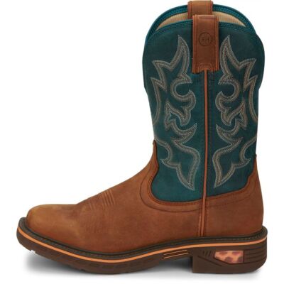 Pre-owned Justin Boots Justin Men's Cr4009 Resistor 11" Brown Electrical Hazard Square Toe Work Boots In Russet Blue (brown)