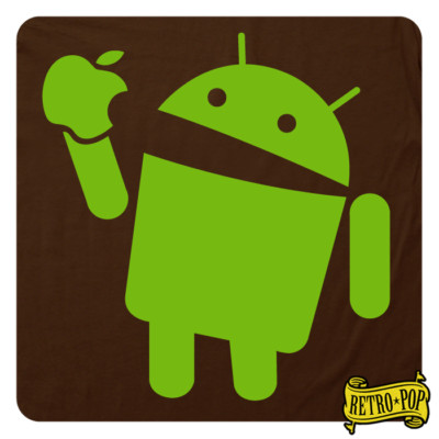 Nerdy & Dorky computer geek TSHIRT! Android Eats an Apple Super Soft Cotton Tee