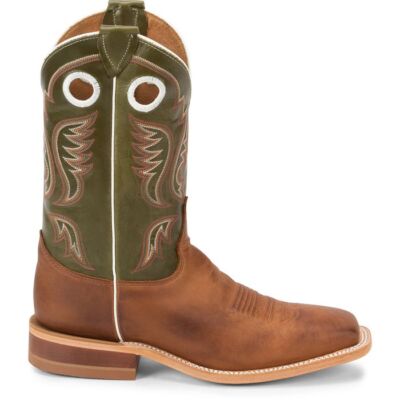 Pre-owned Justin Boots Justin Men's Br307 Austin 11" Cognac Broad Square Toe Western Pull-on Boots In Cognac (brown)