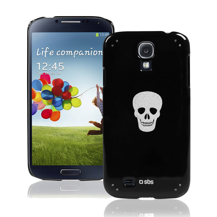 SBS BIJOUX SKULL CUSTODIA CASE per SAMSUNG GT i9500 GALAXY S4 NERA