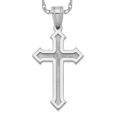 14K Solid White Gold Passion Cross Necklace