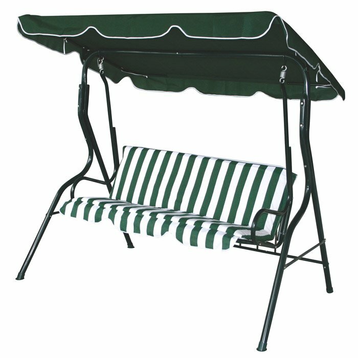 DONDOLO 3 POSTI STRUTTURA IN ACCIAIO 170 x 115 x h. 152 cm SORRENTO VERDE BIANCO