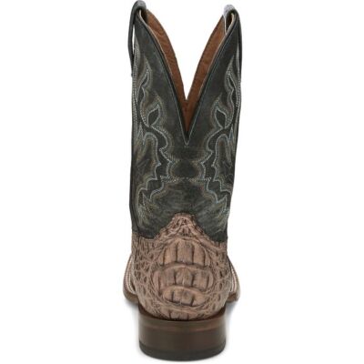 Pre-owned Tony Lama Men's Tl5258 Marfa 11" Brown Caiman Square Toe Block Heel Cowboy Boots