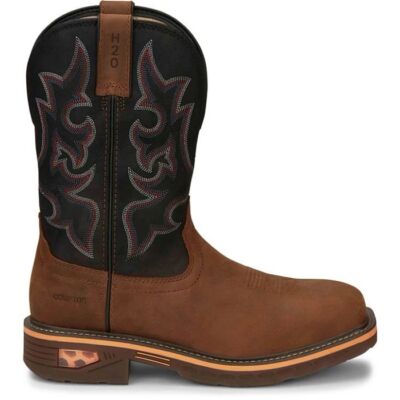 Pre-owned Justin Boots Justin Men's Cr4012 Rustic/brown Electrical Hazard Nano Composite Toe Work Boots
