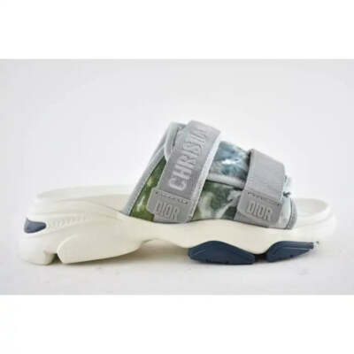 Dior D-Wander Blue Shaded Camouflage Platform Logo Slide