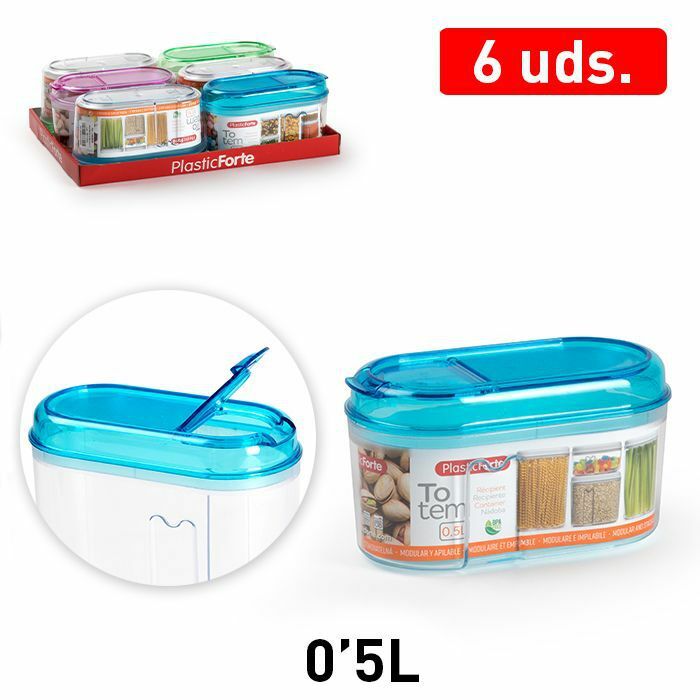 Set 6 Pezzi Contenitori Salva Freschezza Biscotti Cereali Pasta 0,5Lt dfh