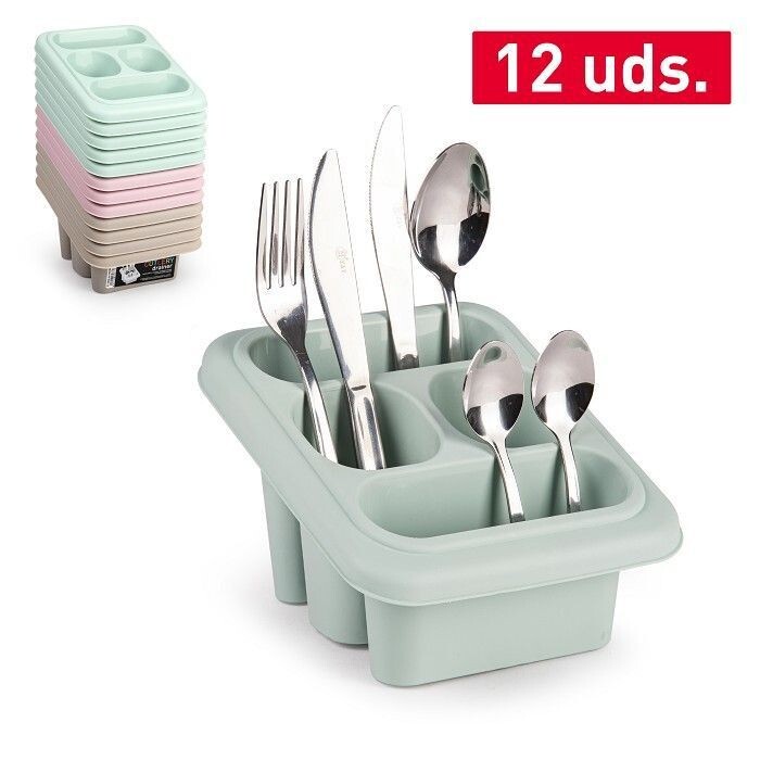 Set 12 Pezzi Porta Posate 4 Scomparti In Plastica Colorata hmj