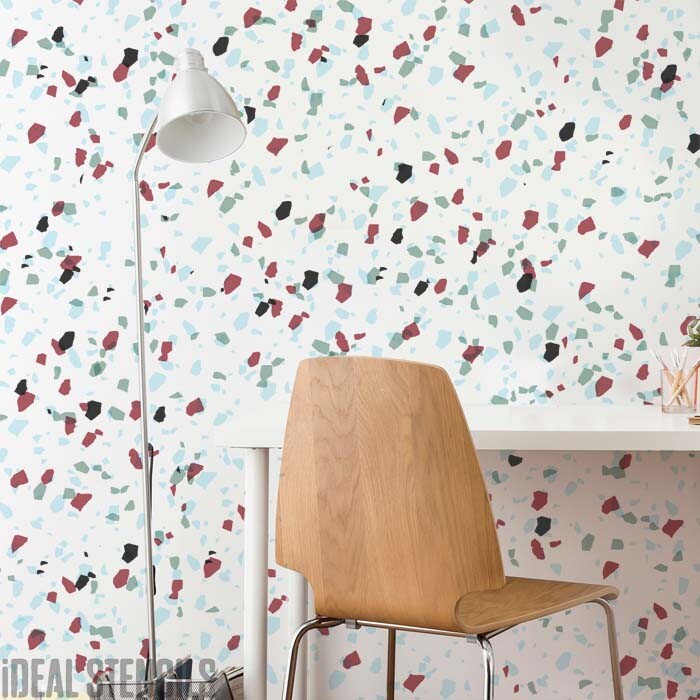 Terrazzo Effect Stencil Home Decor Painting template for Walls Fabrics