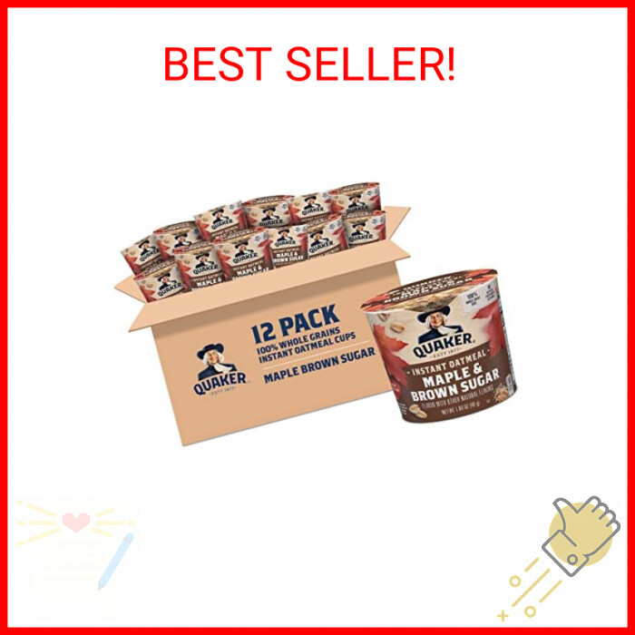 Quaker Instant Oatmeal Express Cups, Maple & Brown Sugar, 1.