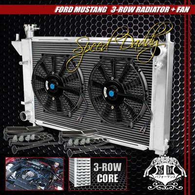 3-РЯДНЫЙ АЛЮМИНИЕВЫЙ РАДИАТОР + 2 X 10 ЧЕРНЫХ ВЕНТИЛЯТОРА ОХЛАЖДЕНИЯ 94-95 FORD MUSTANG V8/V6 MT