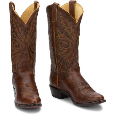 Pre-owned Justin Boots Justin Men's 1560 Buck 13" Chestnut (prints) Round Toe Unit Heel Western Boots In Chesnut (prints)