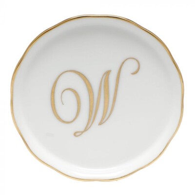 HEREND,  COASTER WITH MONOGRAM LETTER W,  #600341-W,   W/24KT GOLD, BRAND NEW