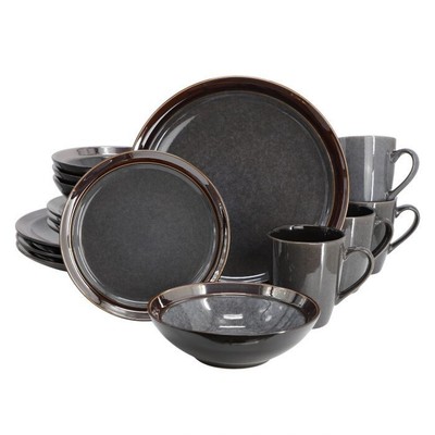 Gibson Elite Dragonstone 16-Piece Stoneware Dinnerware Set - Gray