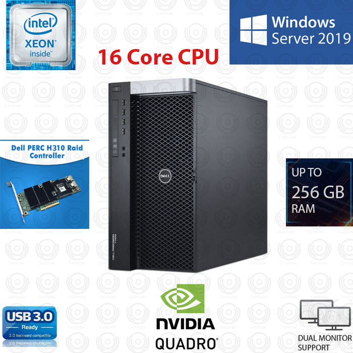 Dell Precision Server Xeon 16 Core CPU 256 GB| RAM QUADRO GPU ...