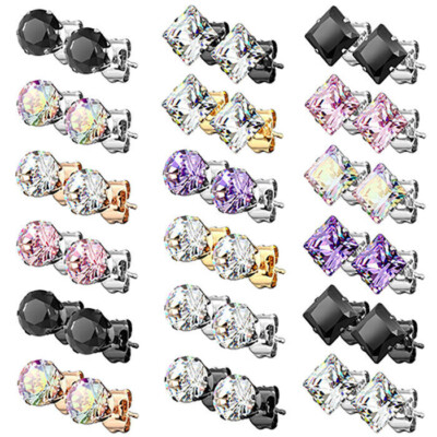 Kristall Ohrstecker Edelstahl Bling Rund Ohrringe Zirkonia Beckham Ohr Stecker