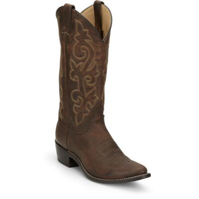 Pre-owned Justin Boots Justin Men's 2253 Buck 13" Bay Apache (brown) Round Toe Unit Heel Western Boots