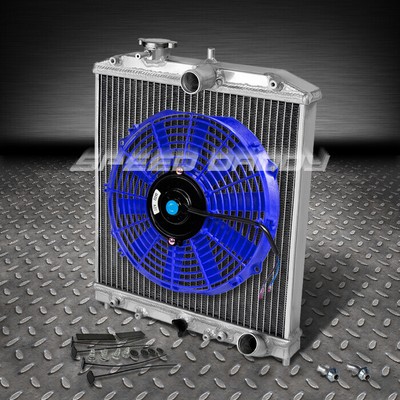 2-РЯДНЫЙ АЛЮМИНИЕВЫЙ ГОНОЧНЫЙ РАДИАТОР + 12-СИНИЙ ВЕНТИЛЯТОР ДЛЯ 92-00 CIVIC EG/94-01 INTEGRA AT